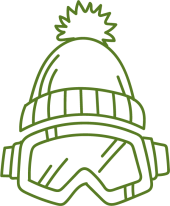 Gezeichnete grüne Mütze mit Skibrille